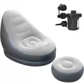 Inflatable Foldable PVC Flocking Sofa with Backrest Comfortable Lazy Leisure Sofa