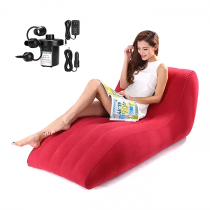 Luxury Flocking Foldable Footstool Inflatable Portable Pvc 5 In 1 Air Sofa Bed Air Inflatable Sofa