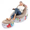 Luxury Flocking Foldable Footstool Inflatable Portable Pvc 5 In 1 Air Sofa Bed Air Inflatable Sofa